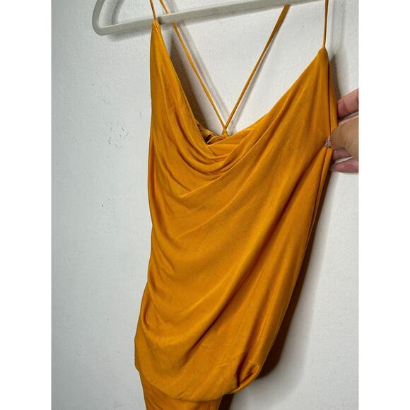 BCBGMAXAZRIA Orange Simone Flame Drape Open Criss Cross Tie Back Summer Top XS - Picture 5 of 11